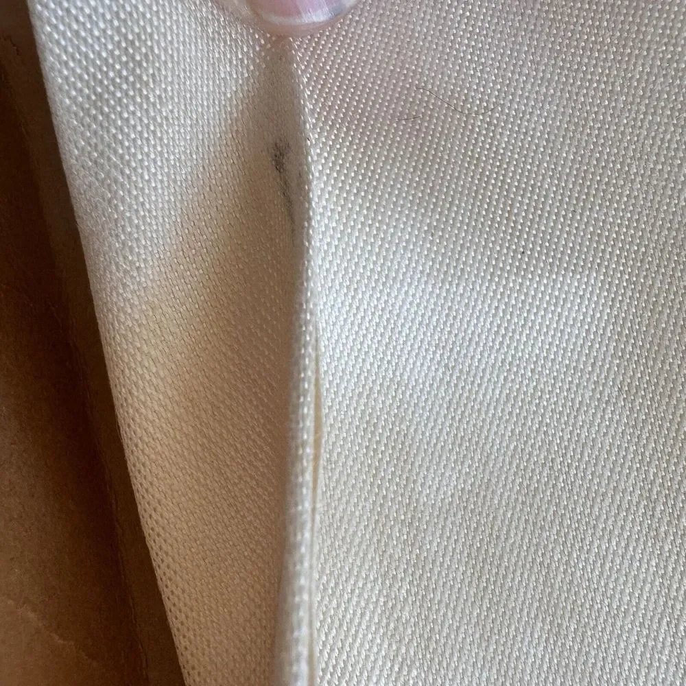 Vtg Table Damask Ivory Tablecloth 64x84 Hand Hem Japan Combed‎ Mercerized Yarns